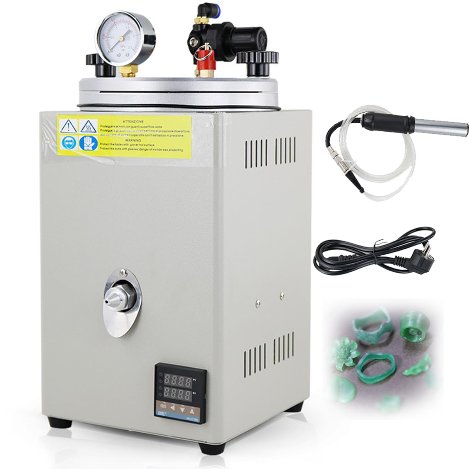 伟 祥 Wax Injection Machine, Digital Vacuum Casting Machine Wax Injector, ressure Gauge and Pump Handle, 60° Uniform Heating, Wax Melting Mold Making Machine for Jewelry Models Production