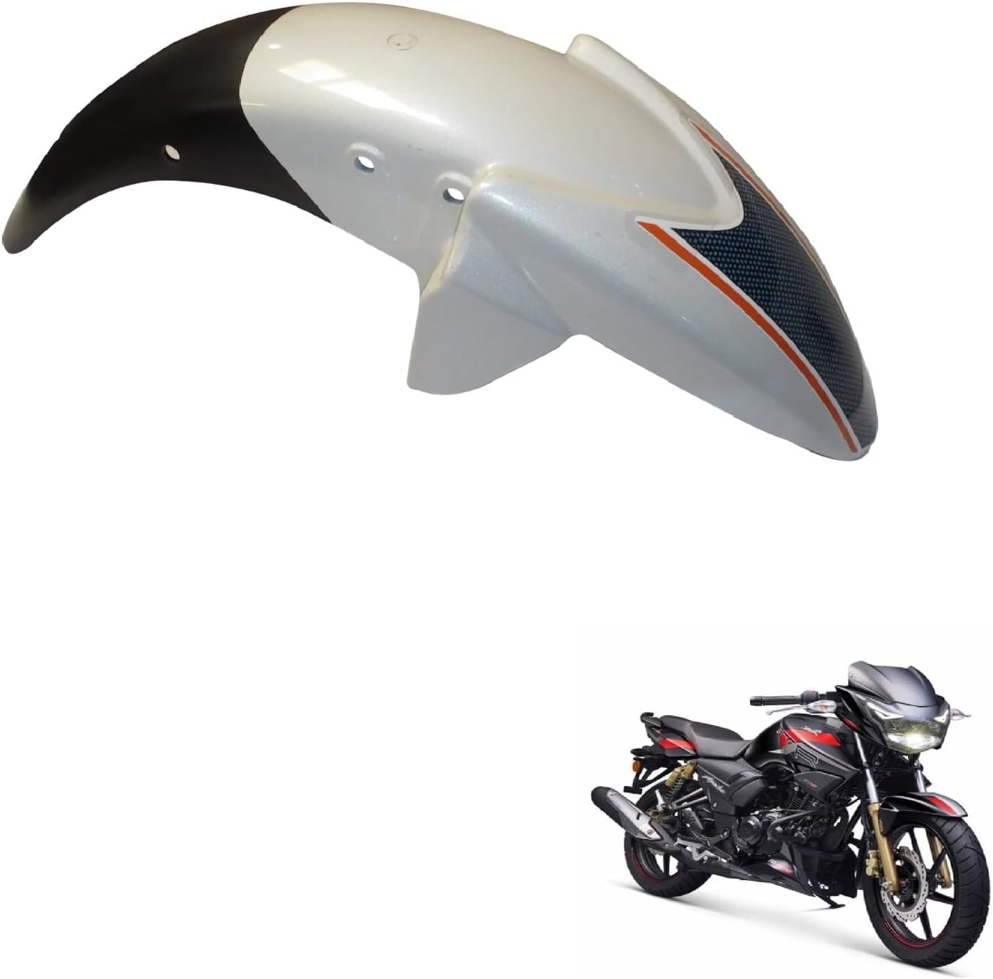 RevUp Bike Front Mudguard/Front Mud Guard Silver-Suitable for Apache RTR 180 2v