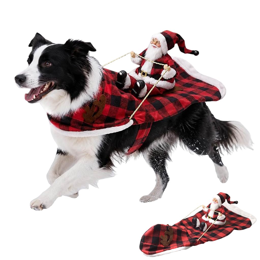 Santa Riding Dog Costume, 3D Santa Dog Costume, Christmas Dog Cat Clothes