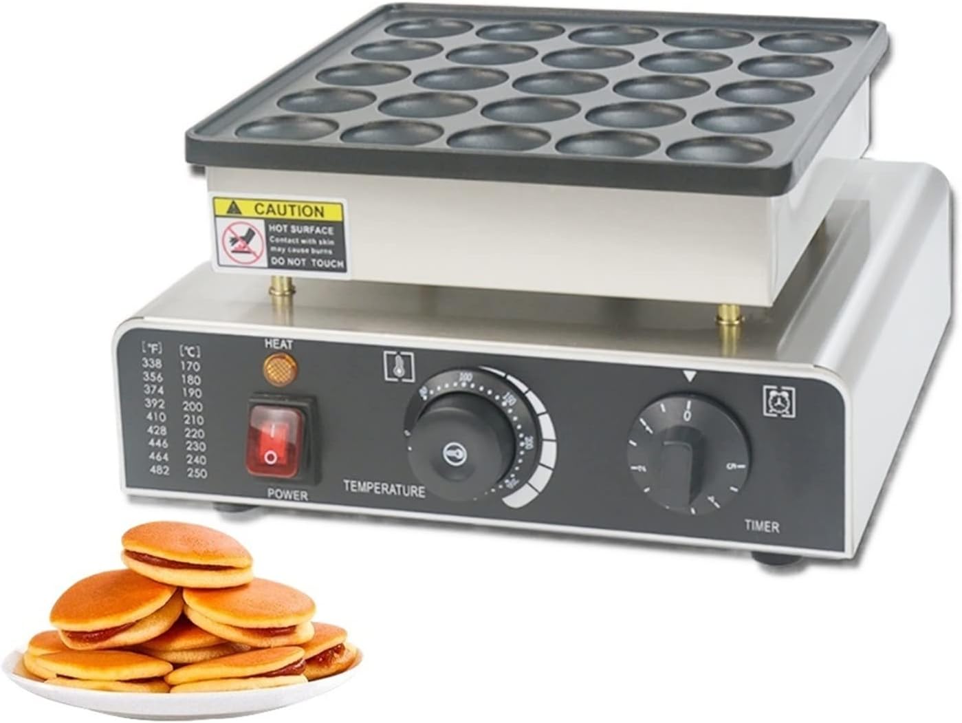 Pancake Machine 25 Holes Dutch Poffertjes Grill Mini Pancake Maker Non-stick 900W Dorayaki Griller