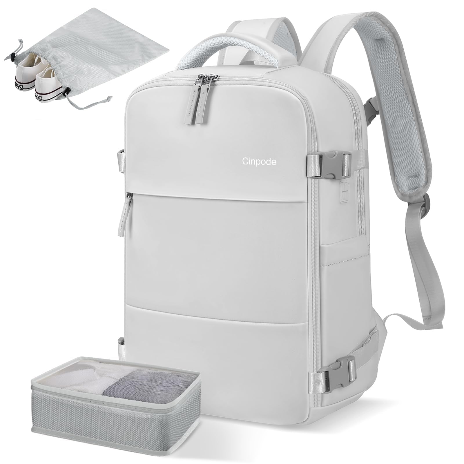 Travel Backpack for Cabin Bag Size 45 x 36 x 20 cm, Flight Approved Carry On Backpack with 2 Packing Cubes, 15.6 Inch Laptop Backpack Hand Luggage Rucksack Casual Daypack