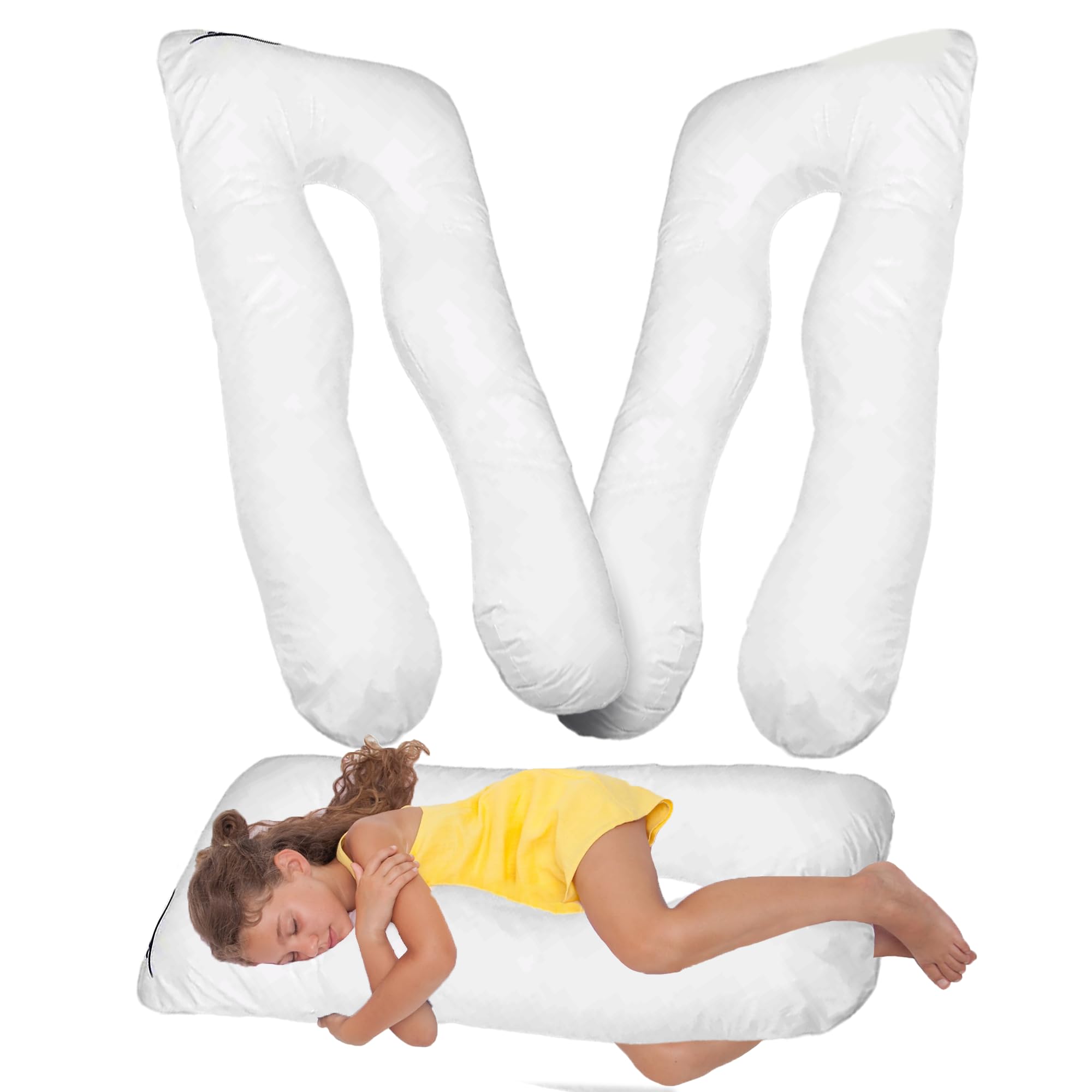 MKS Kinderkussen voor bed, slapen, 60 x 120 cm, zijslaapkussen voor kinderen, anti-stress kinderhoofdkussen, comfortkussen voor stressbeheersing (wit