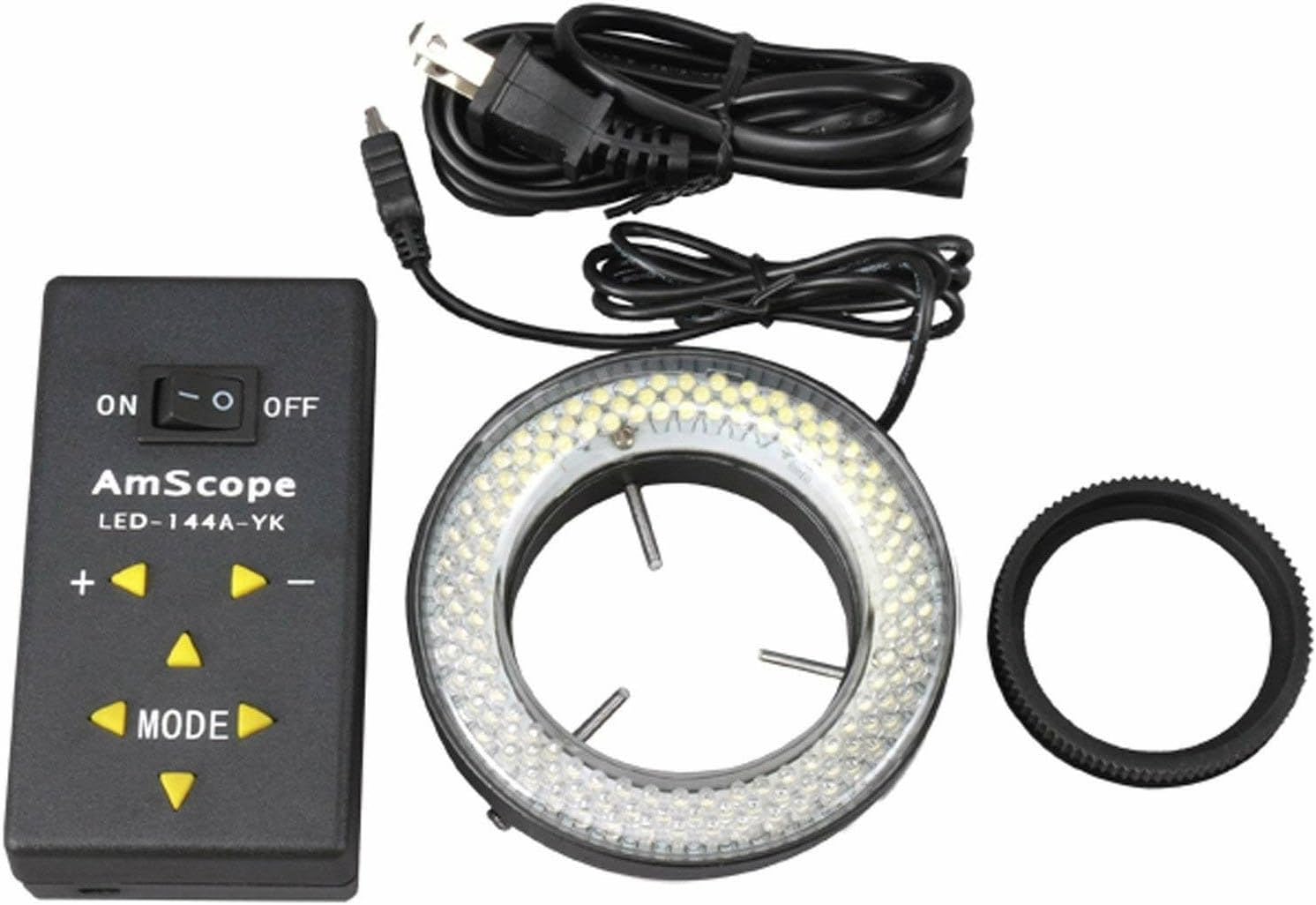 AmScope LED-144A 144-LED Lighting-Direction-Adjustable Microscope Ring Light with Adapter for Stereo Microscopes