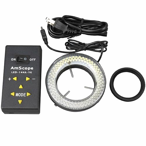Miniatura 6 de AmScope anillo iluminador LED-144W-ZK blanco, ajustable, con 144 LED, para microscopio estéreo y cámara