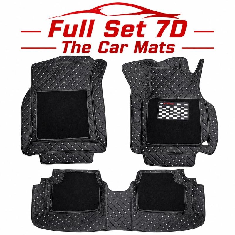 Image of 7D car mat Full Set for Kia Seltos (Model : 2026) || Luxury Leather Double Car Floor Mat Complete Set || 100% Waterproof and Washable || Color : Black
