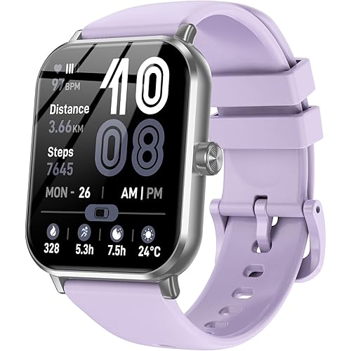 Smart Watches for Men Women, 1.83" HD Touchsreen, Bluetooth Calling, 5 ATM Water-Resistance, 130+ Sports Modes, Health, Fitness & Sleep Tracker, Timer, Pedometer, Fitness Watch for Android/iOS, Purple