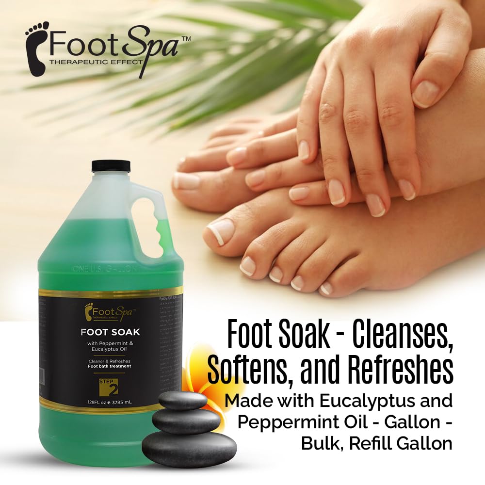 FOOT SPA - Foot Soak - Cleanses, Softens, and Refreshes - Made With Eucalyptus & Peppermint Oil - 128 Oz Gallon - Bulk, Refill Gallon - Image 2