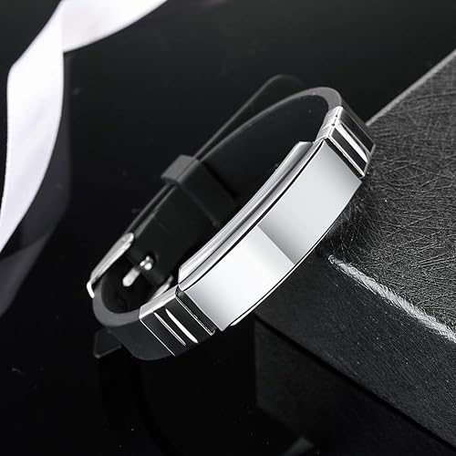 Miniatura 4 de MOWOM Medical - Pulsera de silicona con grabado personalizado, con identificación, alerta médica, pulsera ajustable para hombres, mujeres, niños, de