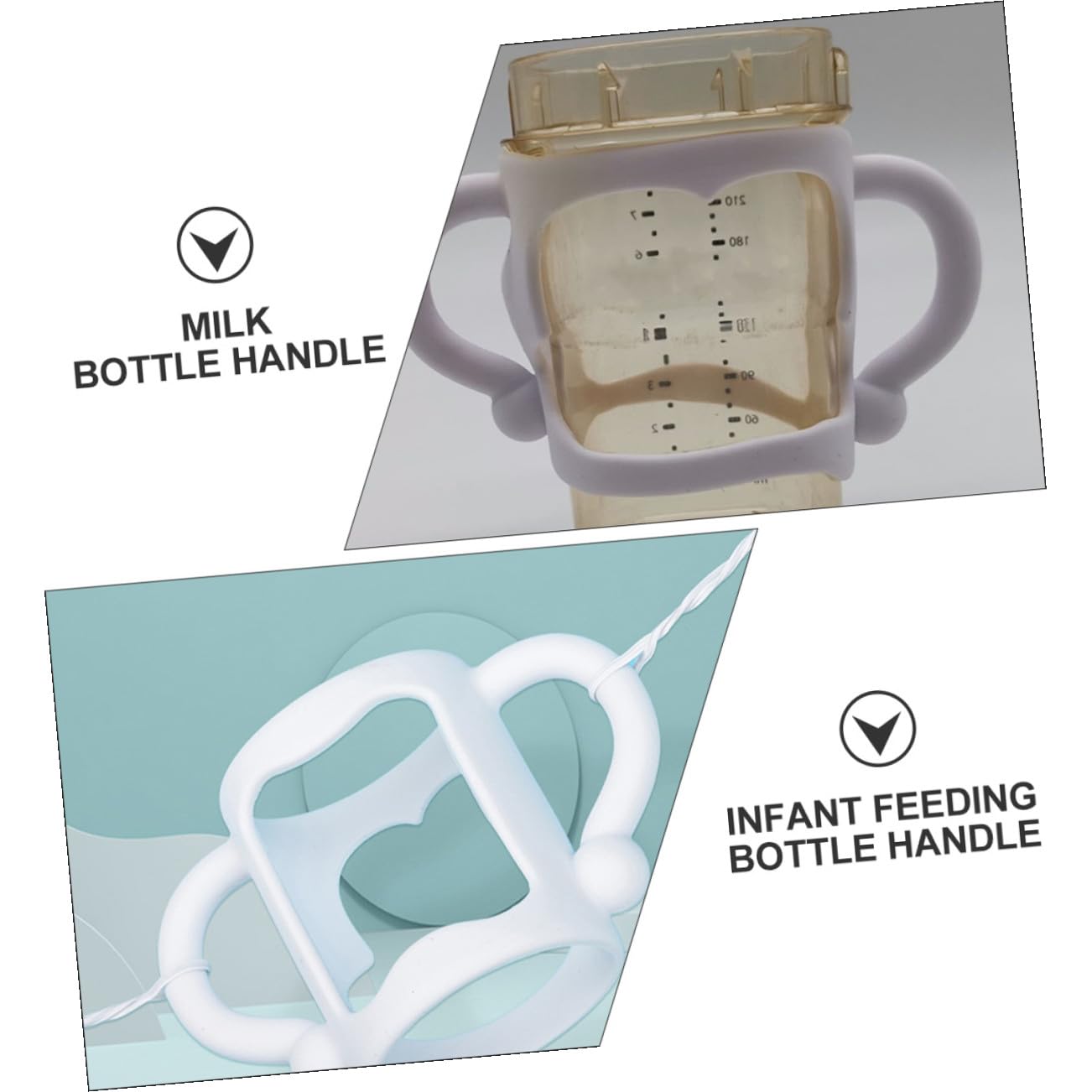 2pcs Non-Slip Silicone Bottle Handles Ergonomic Wide Mouth Feeding Bottle Grips for Convenient Self-Feeding Soft Material Compatible with Milk