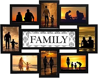 J.M.Deco 8 Opening Family Reunion Photo Frames, Collage Picture Frames for Wall Decor, Reunion Friends Memory Photo Frame Selfie Gallery Collage, Wall Hanging for 4x6 Picture Frames, Black