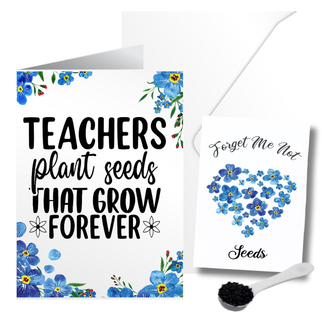 Unique Nursery Teacher Gifts Thank You Card with Forget me not seeds Teacher Gift - Preschool Teacher Gift - Keyworker Gift Nursery