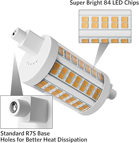 Miniatura 4 de R7S Bombilla LED de 3.071 in, luz de inundación J78 regulable de 150 W, 150 W, halógeno T3 de repuesto para lámpara de pared Torchiere, luz de