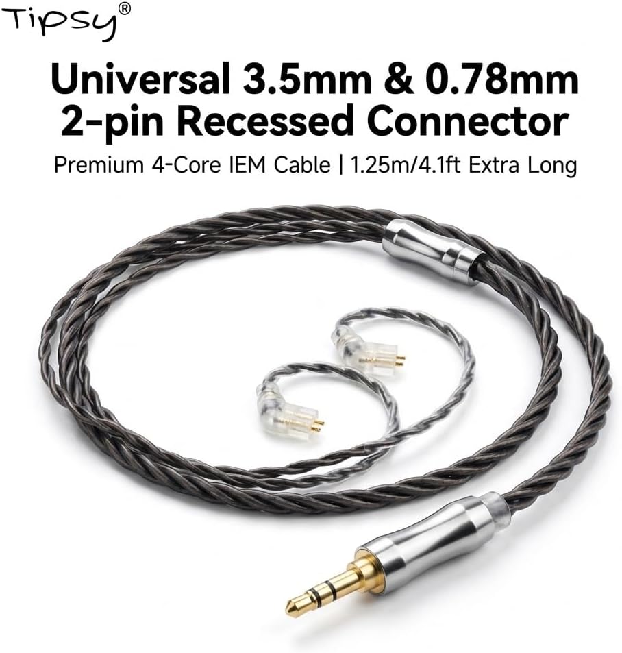 Tipsy M3 Professional IEM for Musicians, 2BA + 1DD Drivers, 36dB PNC, IPX5, Acoustic-Runway™ Technology, Skin-Friendly Resin, Detachable 0.78mm 2-pin Cable (B-Blue)