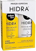 Salon Line, Kit Shampoo e Condicionador, Hidra Amido de Milho, Vegano - Cabelos Lisos e Ondulados, 300 ml cada
