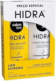 Salon Line, Kit Shampoo e Condicionador, Hidra Amido de Milho, Vegano - Cabelos Lisos e Ondulados, 300 ml cada