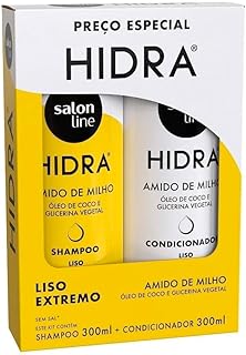 Salon Line, Kit Shampoo e Condicionador, Hidra Amido de Milho, Vegano - Cabelos Lisos e Ondulados, 300 ml cada