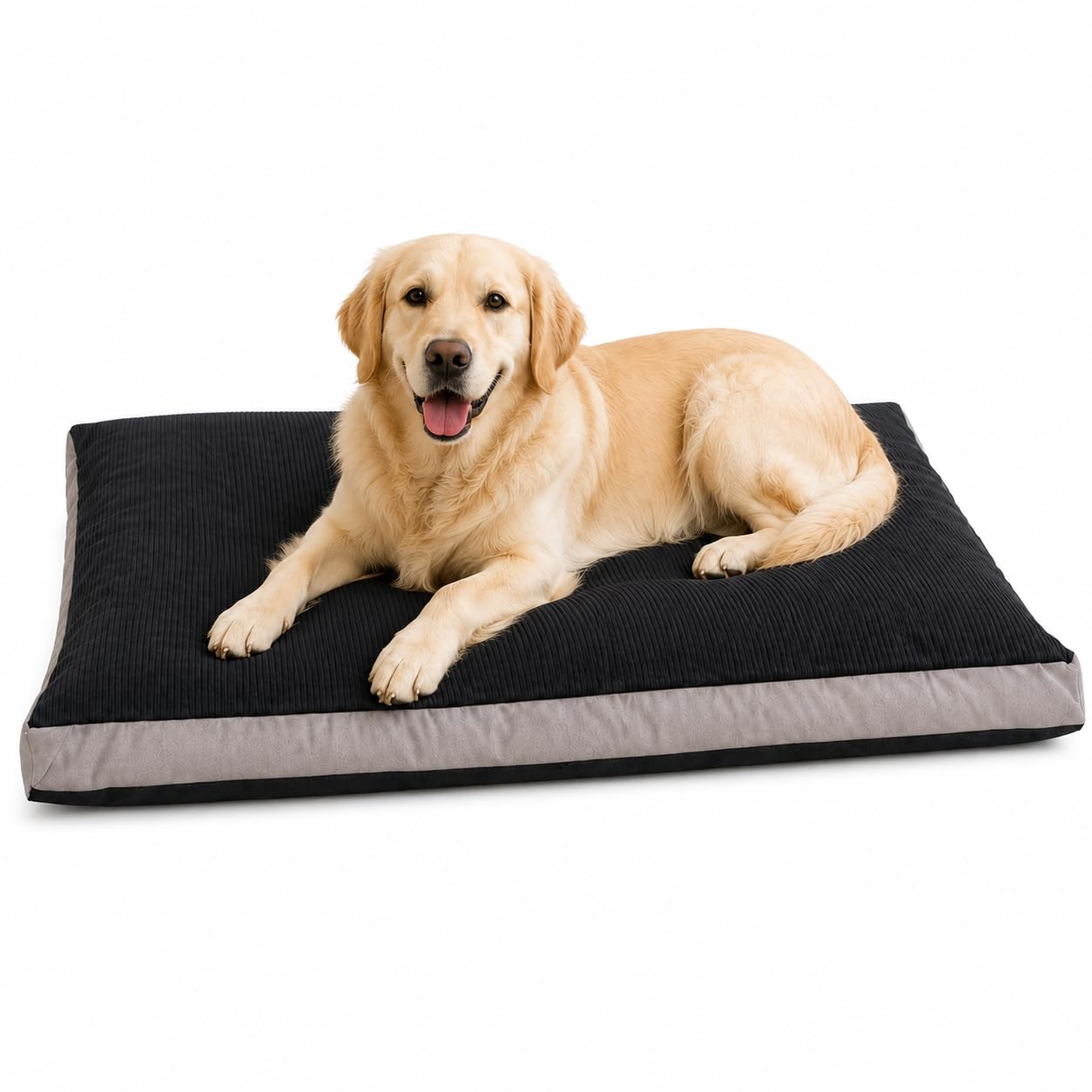 Black Corduroy Pet Bed with Removable Cover, 100cm X 65cm X8cm Medium