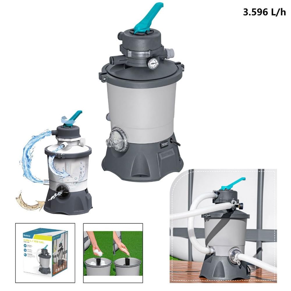 Trade Shop - Pompa di Filtraggio A Sabbia capacità Pompa 3.028 Lt/h Piscina Fuori Terra 58515