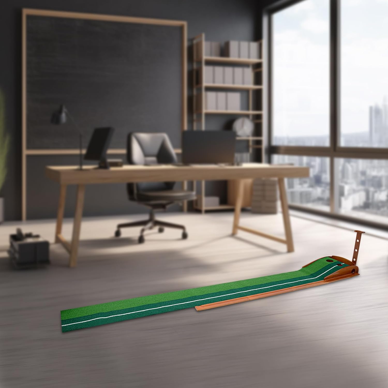 Golf Putting Practice Mat, Indoor Golf Putting Exerciser with Auto Ball Return, Putting Green Indoor Mat, Golf Training Aid for Home, Office, Backyard or Outdoors