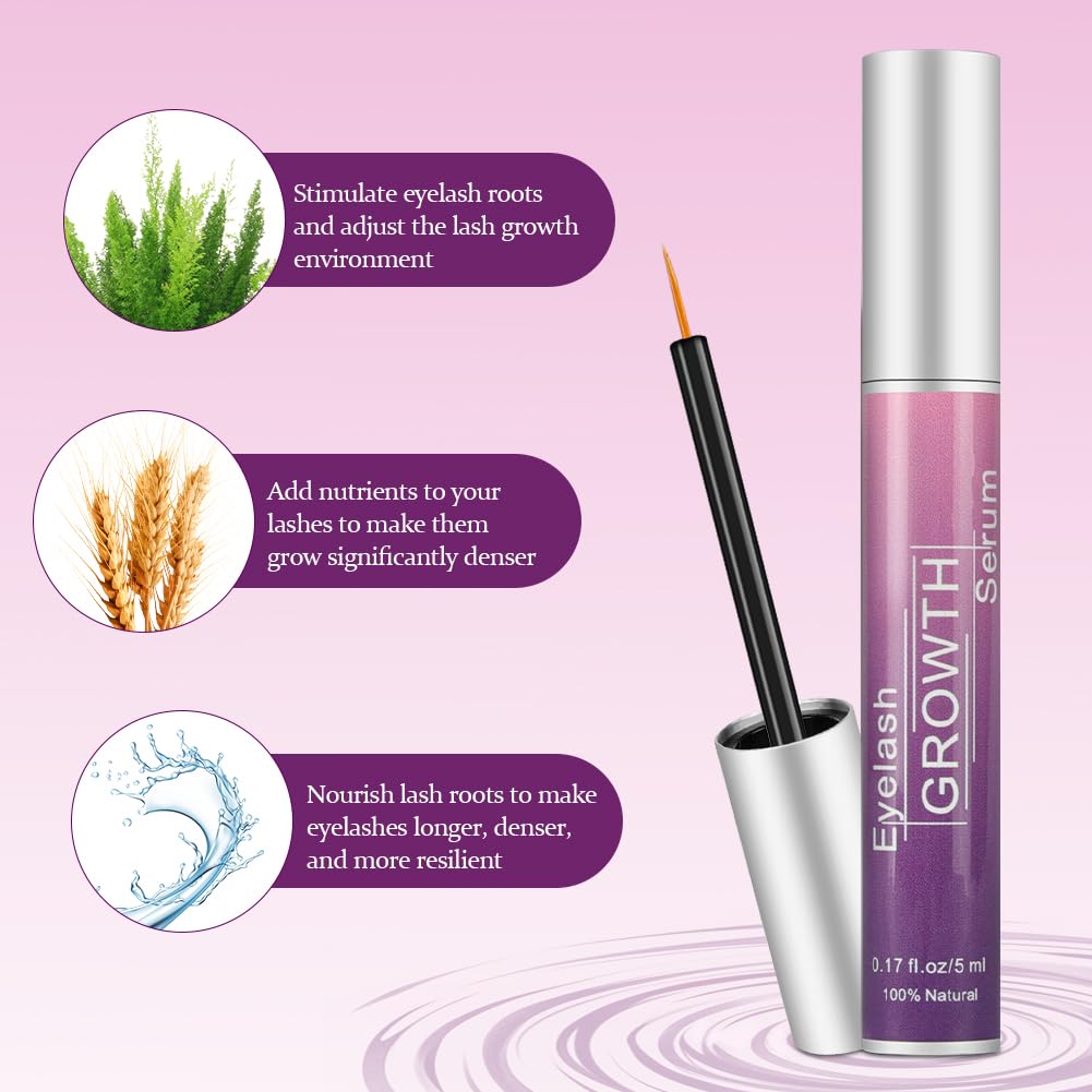 AUYAO Serum do rzęs do cienkich i łamliwych rzęs, naturalne serum do szybszego wzrostu rzęs, pełniejszy i dłuższy wzrost, wspomaga wzrost rzęs, wzmocnienie rzęs, 5 ml