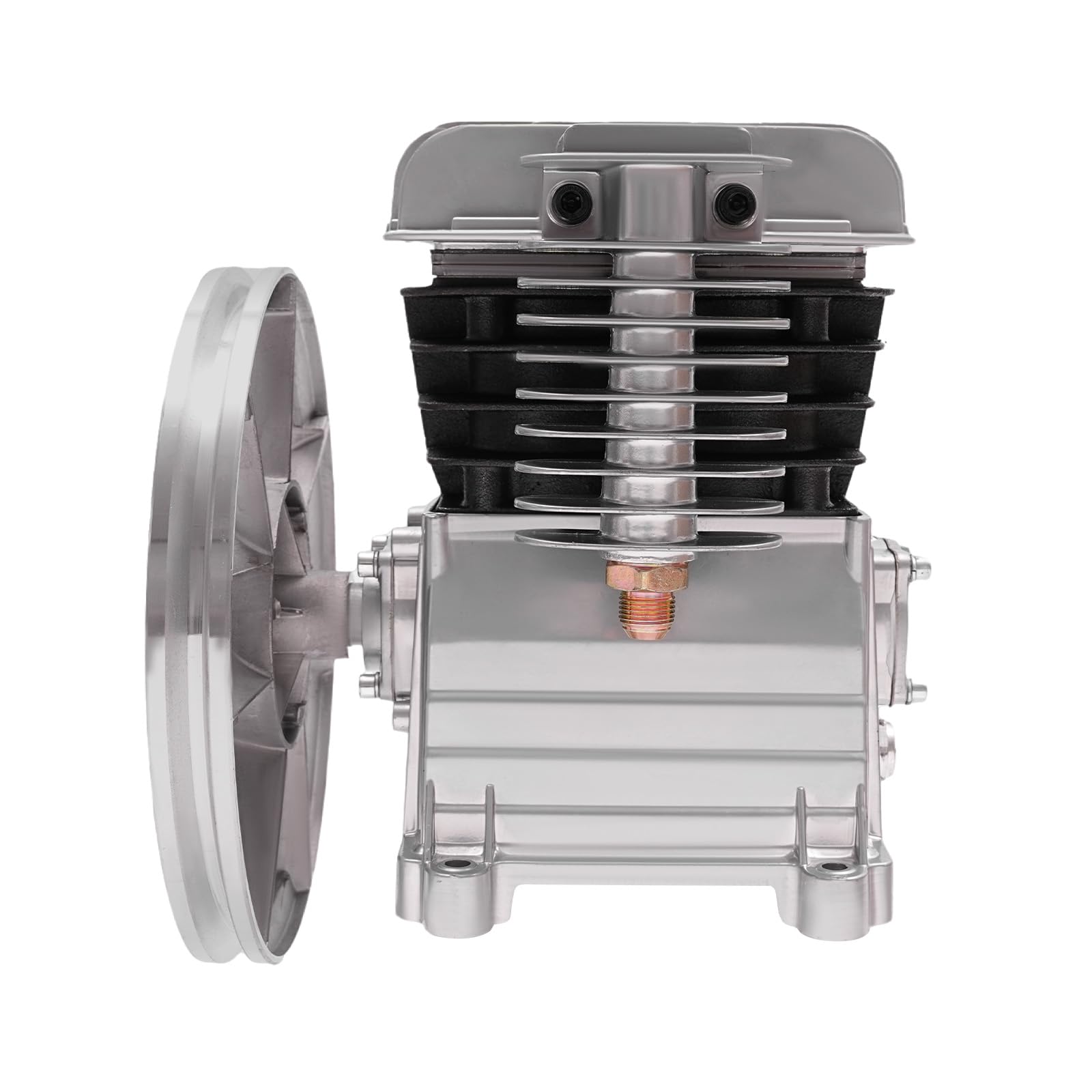 Tête De Compresseur D'air Avec 2 Cylindres, Tête De Pompe De Compresseur D'air Avec Poulie Pour Des Secteurs Tels Que L'électronique, L'ingénierie Mécanique, La Construction, 32 X 27 X 31 Cm