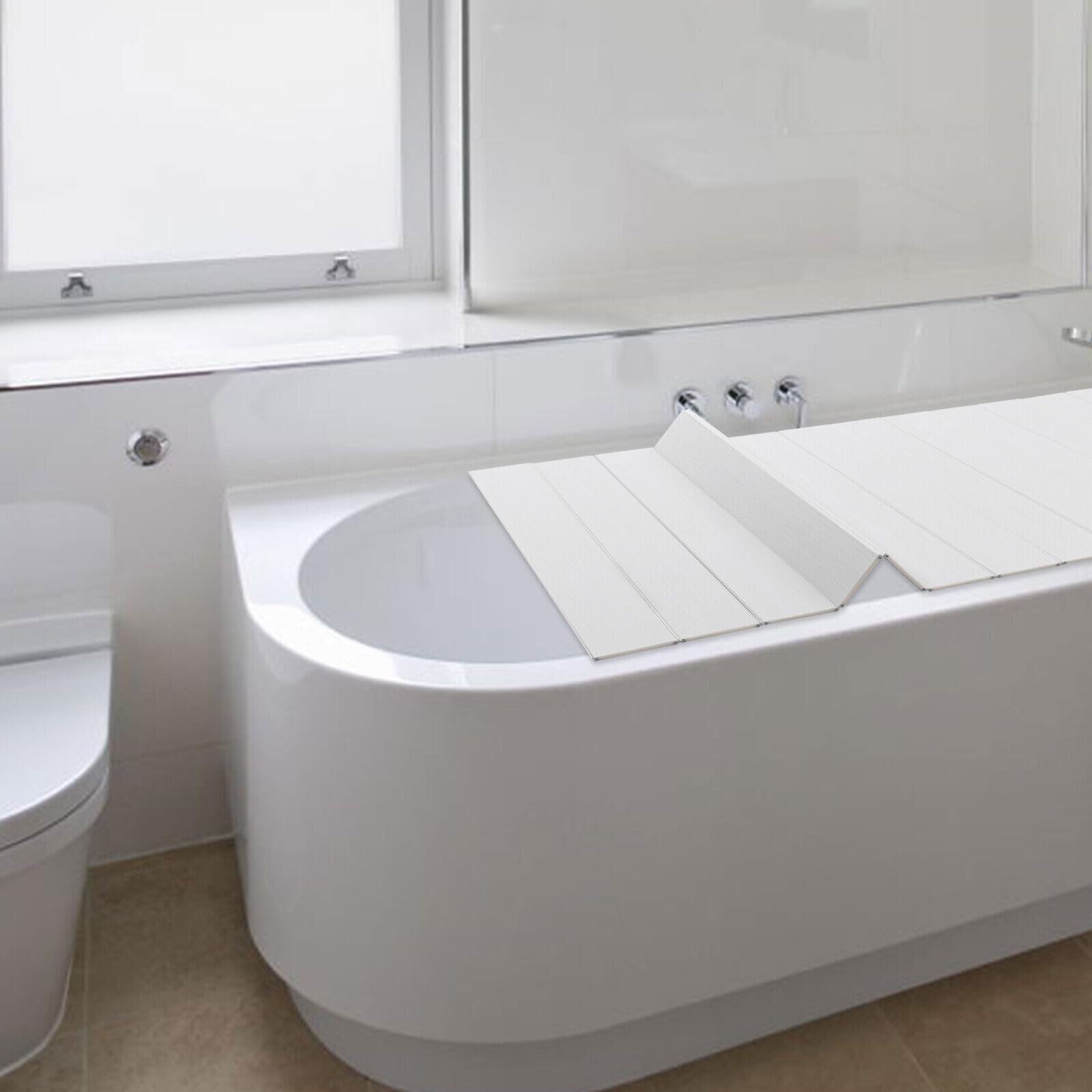 Copertura pieghevole per vasca da bagno, impermeabile, in PVC, moderna, 75 x 170 cm, copertura isolante per quasi tutte le comuni vasche da bagno, casa, esperienza SPA, colore bianco