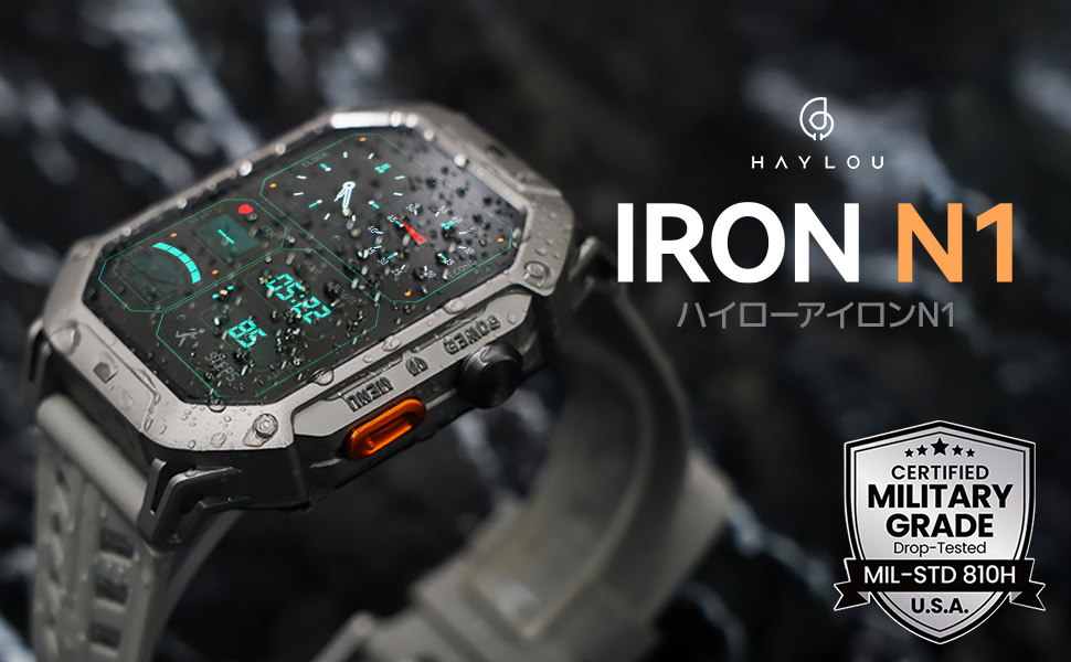 Amazon.co.jp: Haylou スマートウォッチ IRON N1 完全防水 米軍MIL規格