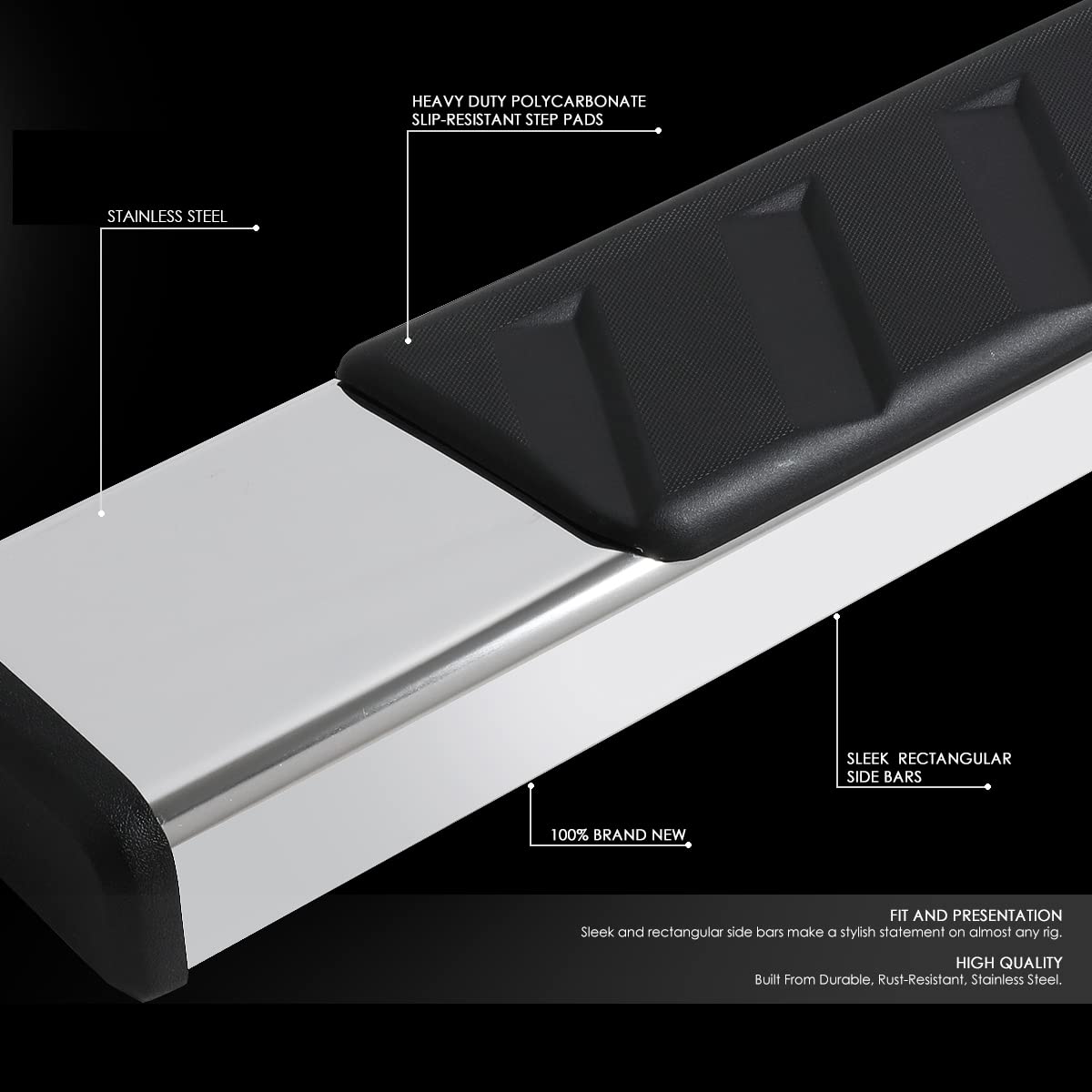 Auto Dynasty Running Boards Compatible with 2015-2022 Ford F-150 F-250 F-350 Super Crew Cab, Stainless Steel Side Step Rail Nerf Bar, 5