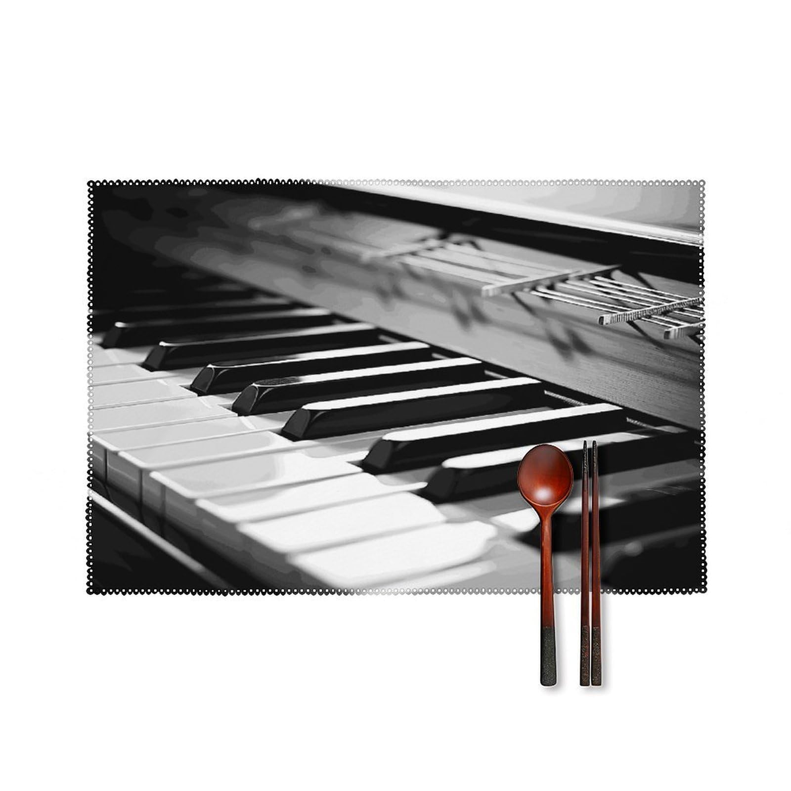 Fekiloot Style Piano Image Placemats Set Of 6,Table Mat