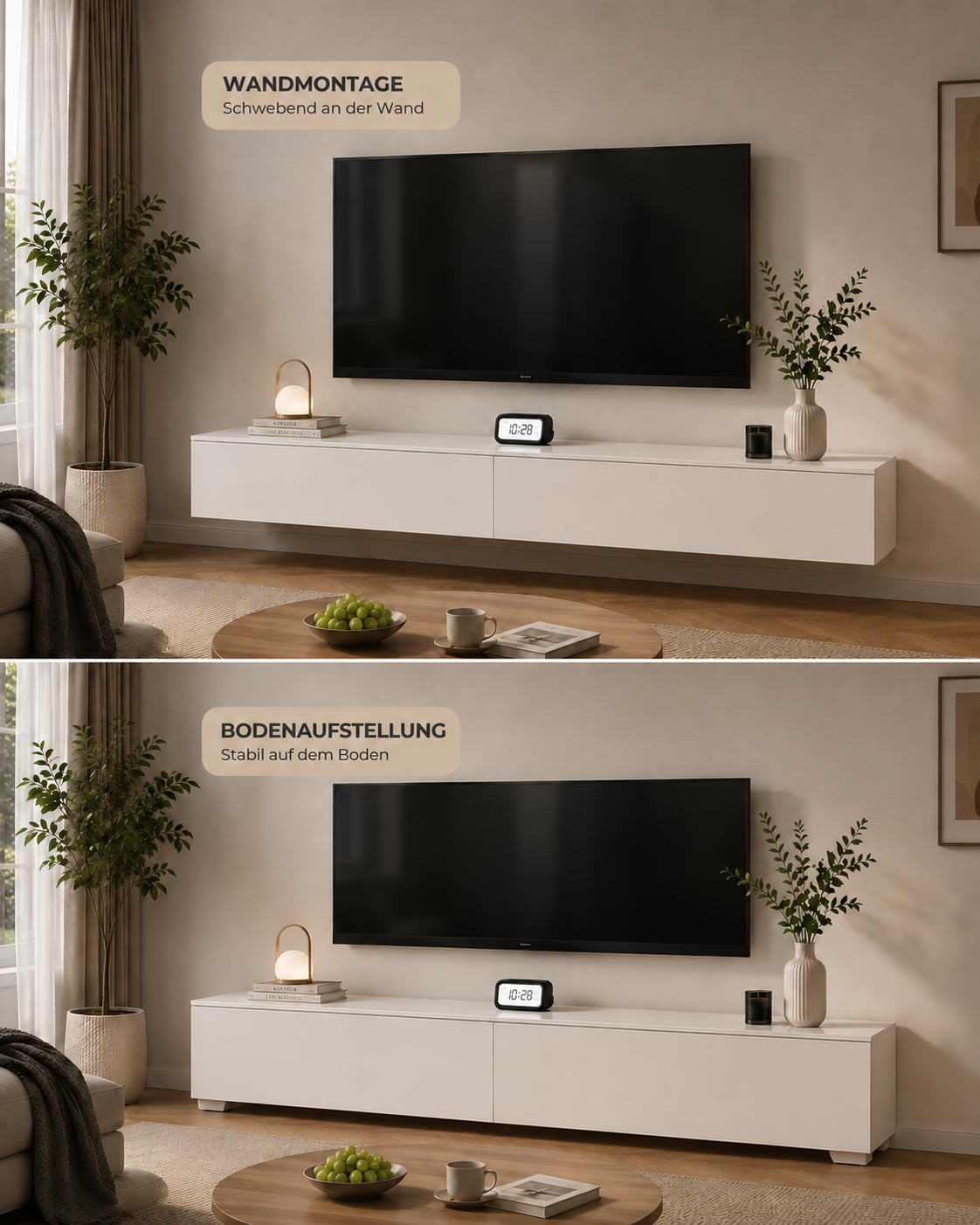Mobile TV Soggiorno, Mobiletto TV, Parete Attrezzata Soggiorno Moderna con magazzino e risparmio di spazio (180 x 33 x 33 cm)