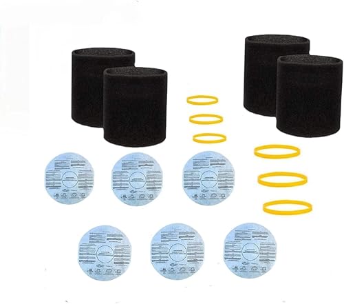 Paquete de 6 filtros secos 90107 + 6 bandas de retención + 4 unidades 90585 filtros de espuma de repuesto para la mayoría de aspiradoras