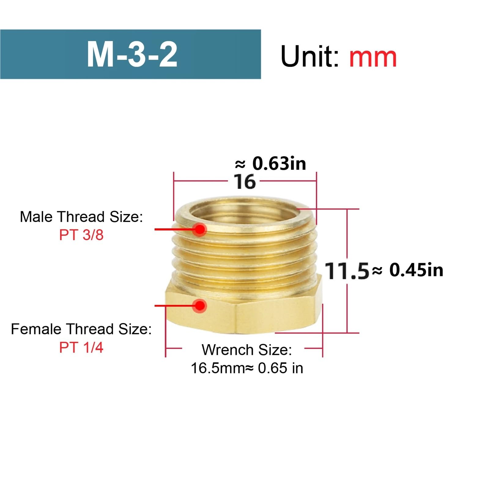 Paquete de 10 bujes reductores rosca latón, juego adaptadores tubería macho a hembra for conversión tamaño plomería Para Plomería Industr