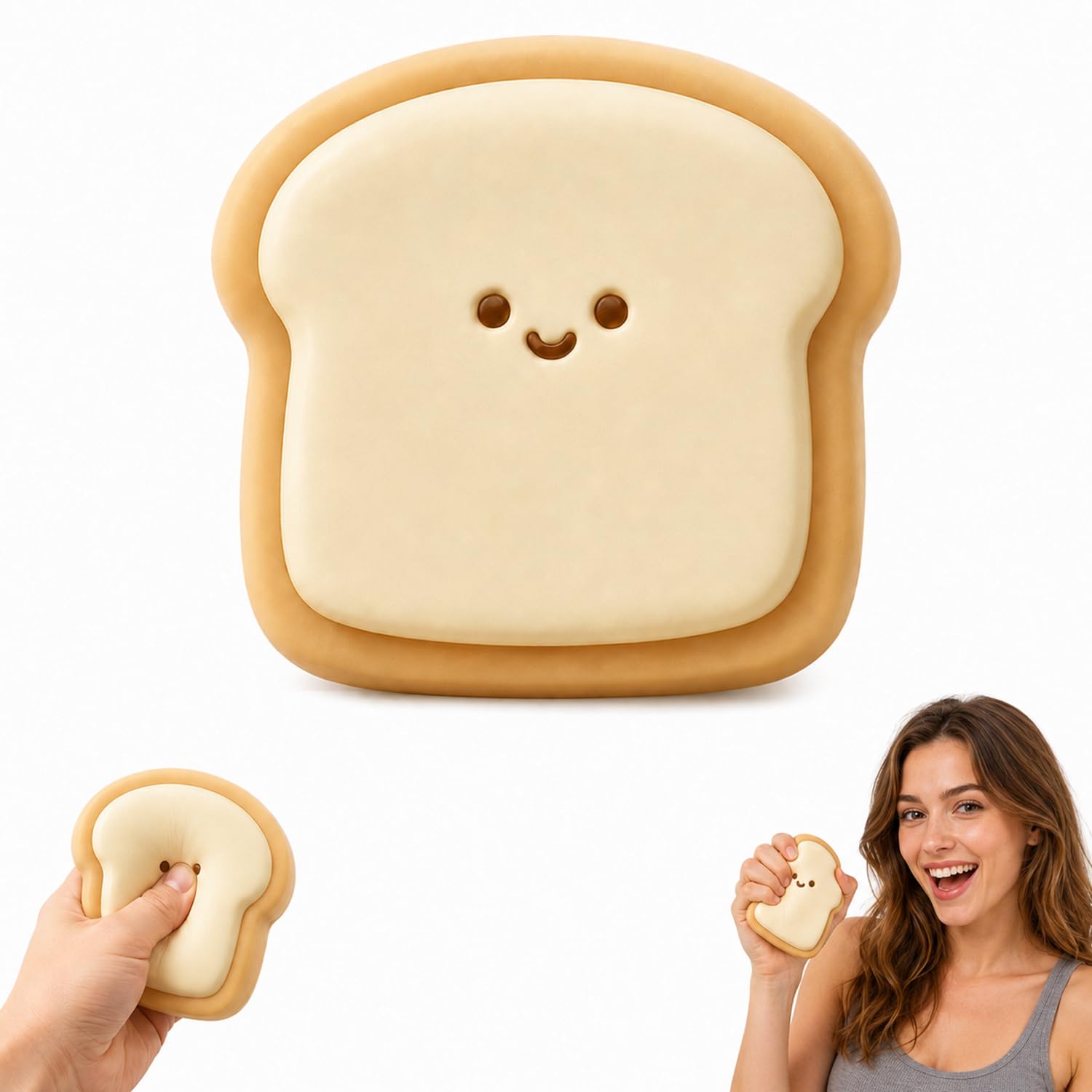 Toast Squishy, Slow Rise Squishies, Squeezy Squishy, Light Brown Calming Bread Stress Relief Squishies Office School Desk Decor, Portable Decompression Sensory Fidget, Fun Party Favors & Gifts
