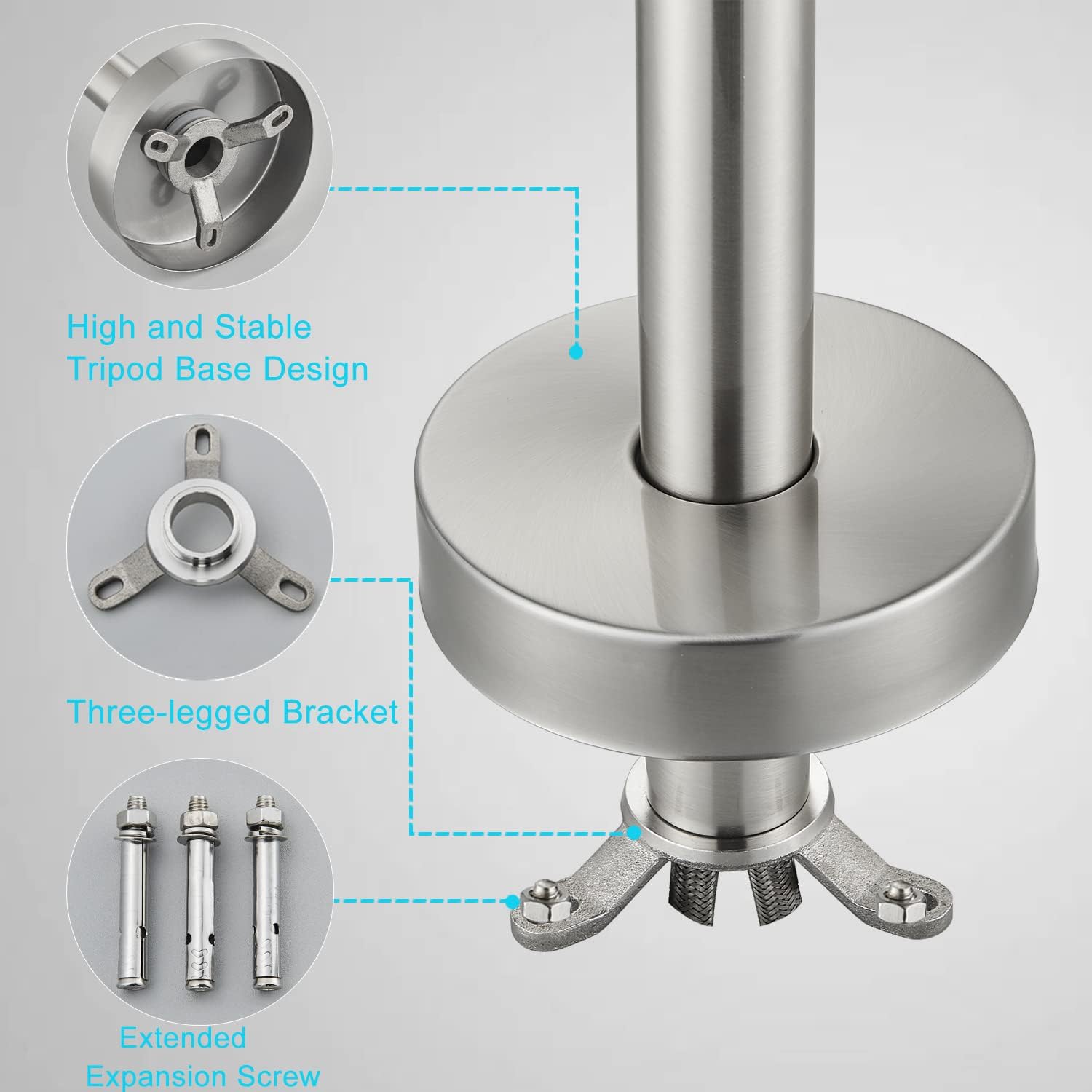 Senlesen Brushed Nickel Bathroom Single Handle Freestanding Bathtub Faucet Floor Mounted Waterfall Tub Filler with Hand Shower Set - Image 8