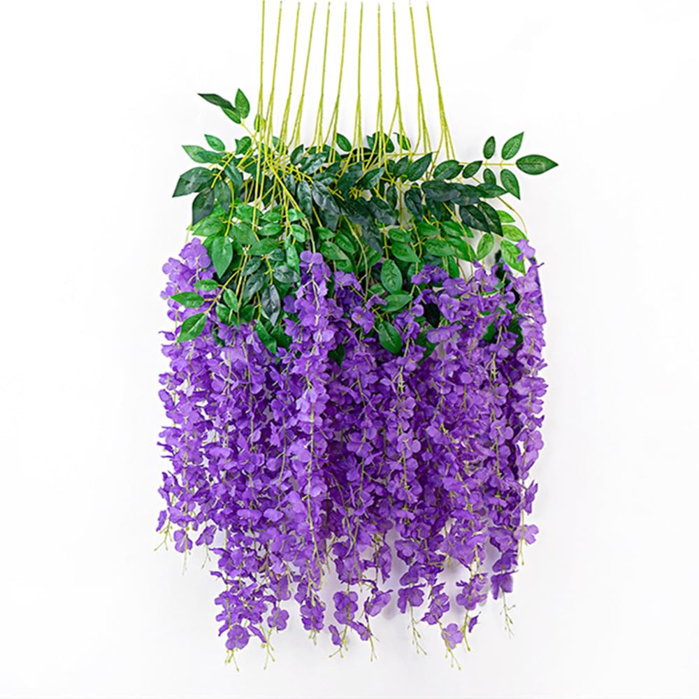 Kunstbloemen buiten, 4 STKS 2m/7ft Blauweregen Kunstplanten Wijnstok