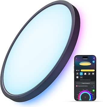 Govee Smart Ceiling Light, RGBIC LED, 2400LM, 12 Inch, Alexa Compatible, Black