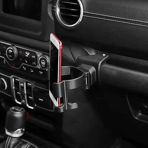 Miniatura 6 de for Jeep JL Drink Cup Phone Mount Holder Multi-Function for Jeep Wrangler JL JLU 2018 up for Gladiator JT 2020 up Dash Mount Accessries Black