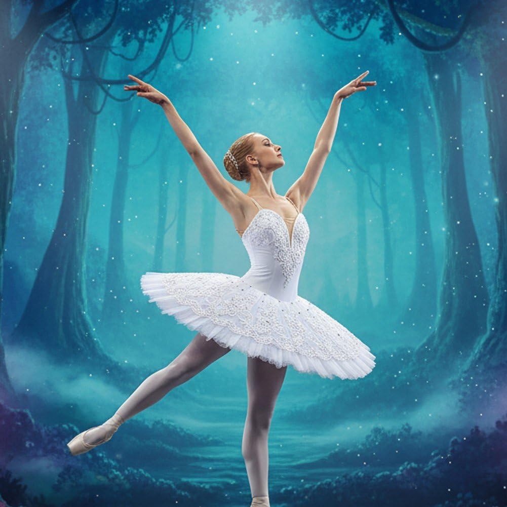 Professionelles Ballett- Für Erwachsene, Damen-ballettkleid, Schwanensee-tanzkostüm, kostüm, Weißes Pailletten-bühnenkleid,