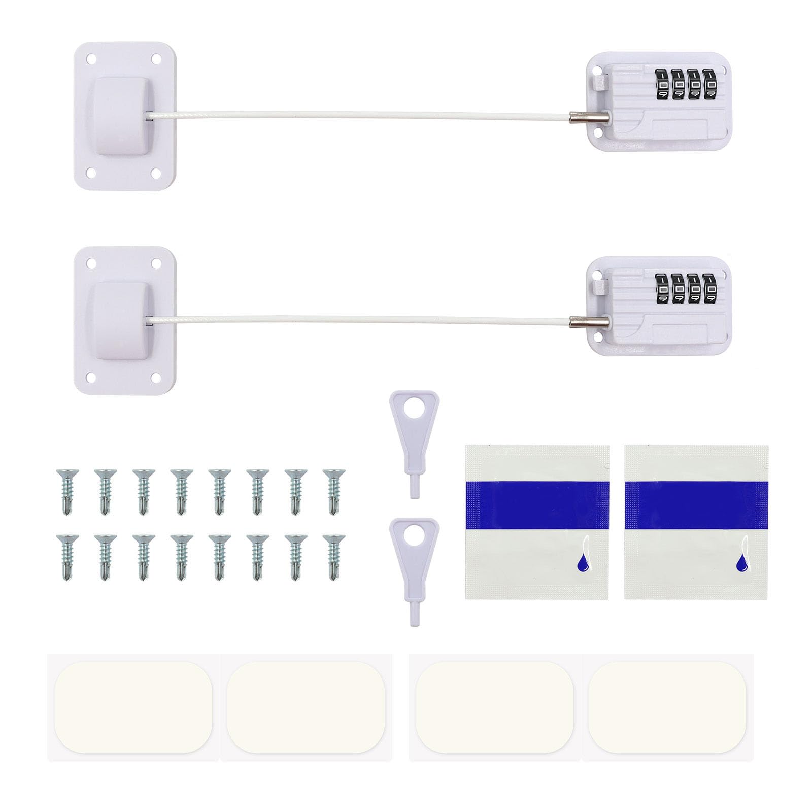 Wealsun 4-Digit Refrigerator Locks with Password (White, 2PCS)