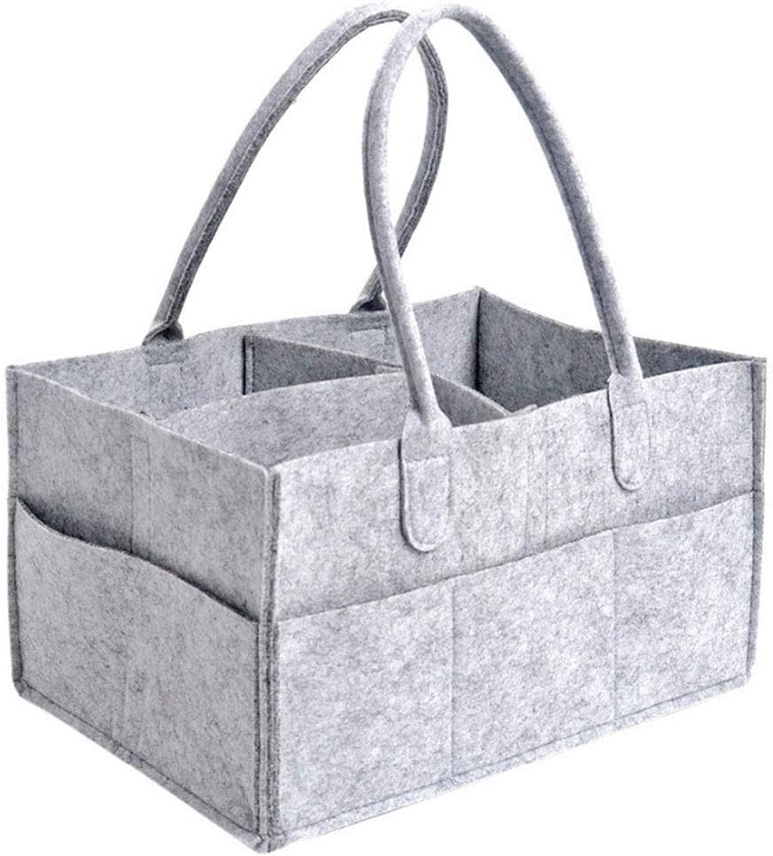 BTGGG Diaper Caddy Organiser Portable Felt Diaper Nappy Toys Storage Bag Nursery Storage Bin Nappy Changing Organiser for Mom Newborn Kids