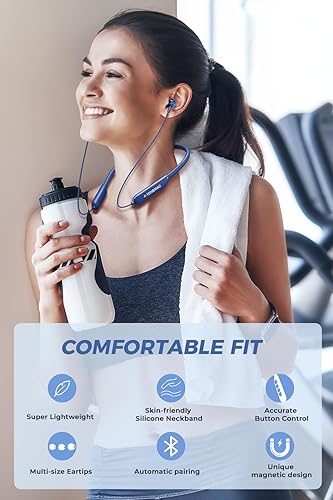 Miniatura 5 de Auriculares Bluetooth N8 inalámbricos con banda magnética para el cuello, 40 horas de reproducción, IPX6 a prueba de sudor, graves profundos para