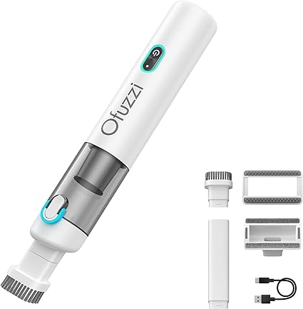 Ofuzzi H8 Apex Cordless Handheld Vacuum Cleaner, 12kPa/30AW Powerful Suction, Lightweight 1.2lbs, Type-C Fast Charging, Dual Filtration, Mini Portable Vacuum for Home Cleaning, Pet, Car(White)