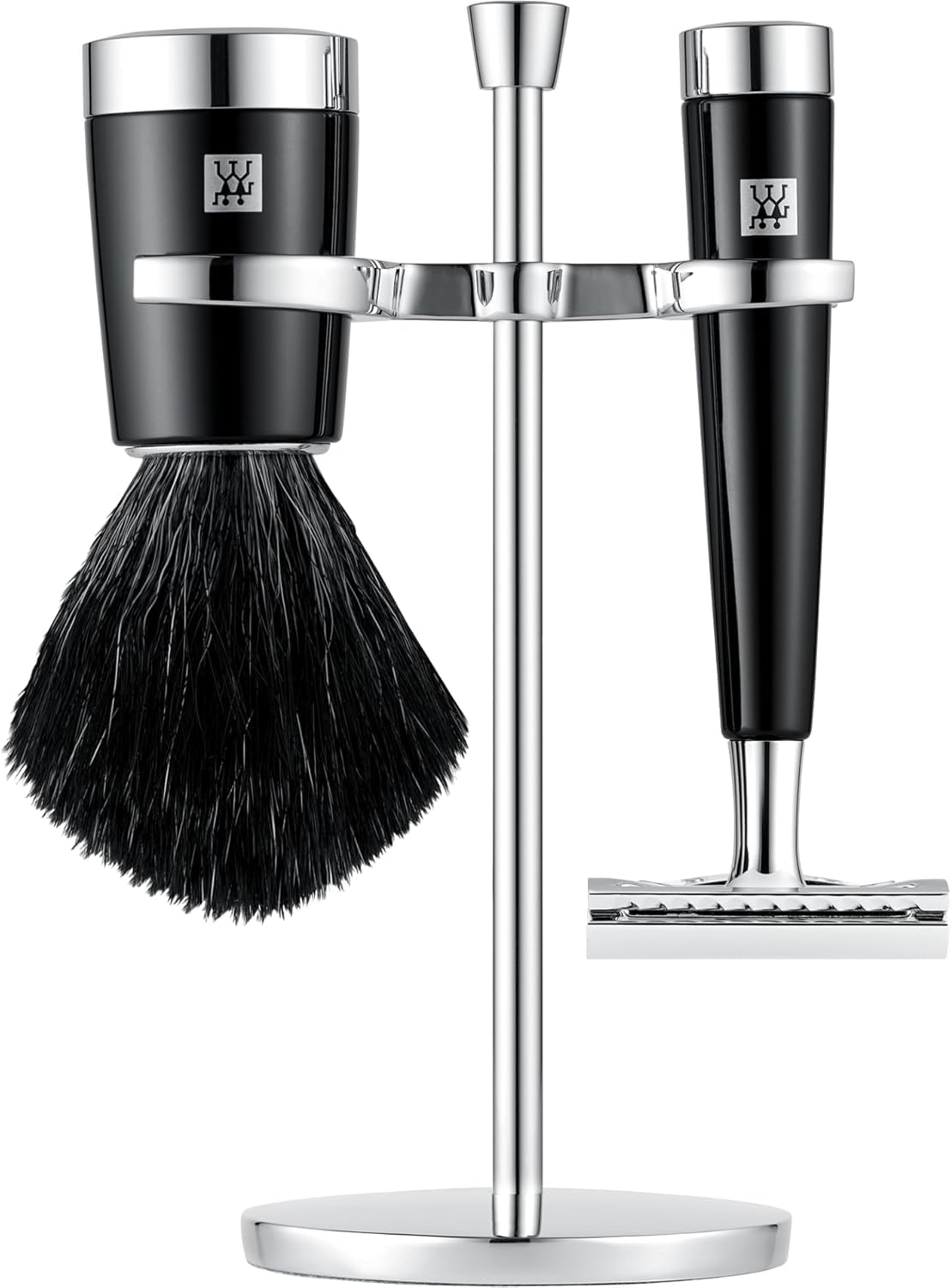ZWILLING Rasierer und Rasierhobel (einzeln oder als 3-teiliges Set mit Rasierpinsel und Halterung, ergonomisches Design, Nassrasur, Premium-Geschenkset), Schwarz