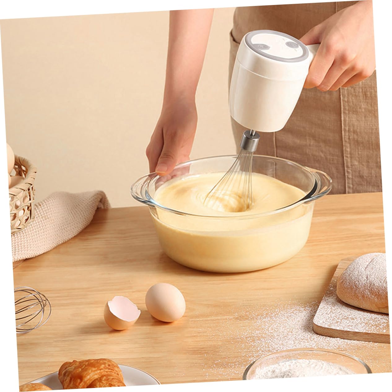 OFFSCH Egg Mixer 5 Speeds Cordless Hand Blender Rechargeable Detachable Stirring and Whipping Nets for Kitchen Use
