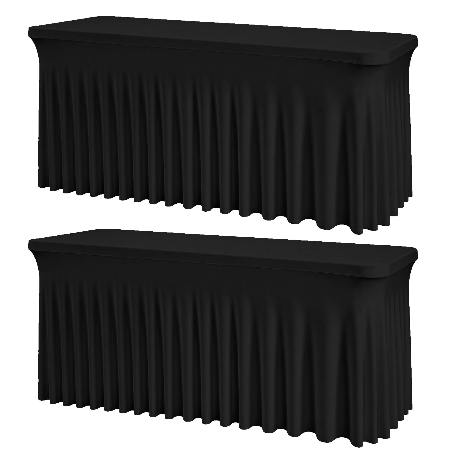 2 Pack Black Rectangle Tablecloths, Washable Stretch Fitted Spandex Table Covers for 6FT Tables, Wrinkle-Free &amp; Reusable Table Cloths,Ideal for Parties, Banquets, Wedding, Buffet,Events