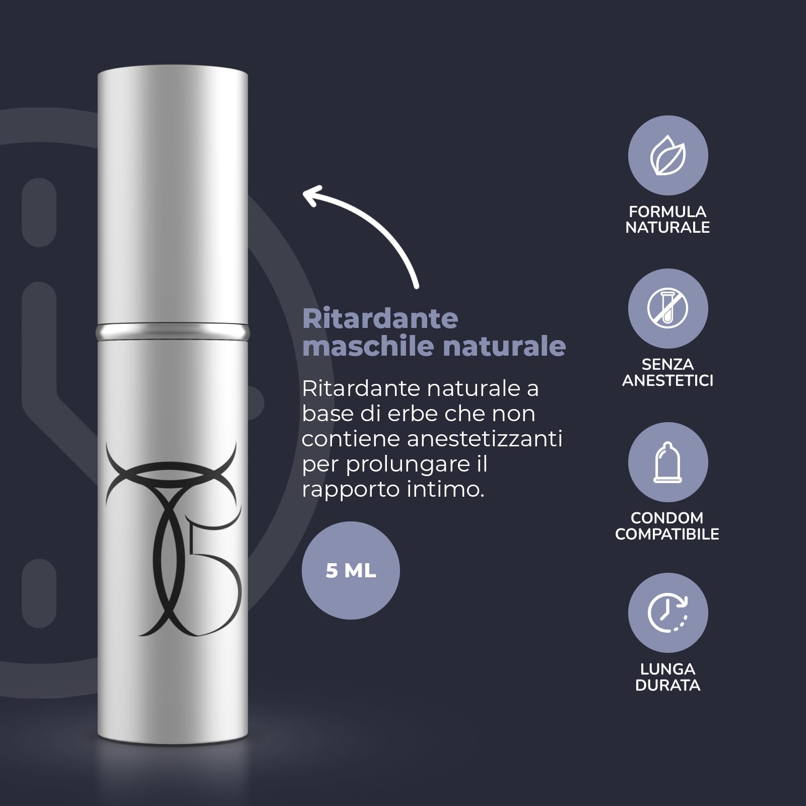 INTIMATELINE | Tauro T5 - Spray Ritardante Intimo per Uomo, Non Anestetizza, Formula Naturale a Base di Erbe, 20ml