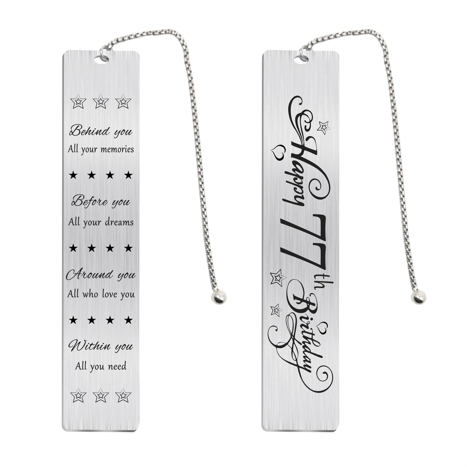 Jzxwan Happy 77th Birthday Gifts for Women Men, 77 Year Old Birthday Bookmark, Female 77 Yr Old Bday Card Gift Ideas, 1948 Book Mark for Woman Man,