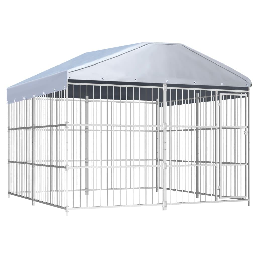 Cuccia in acciaio 300 x 300 cm con tetto | Porta con serratura, ventilazione, resistente alle intemperie, facile da montare