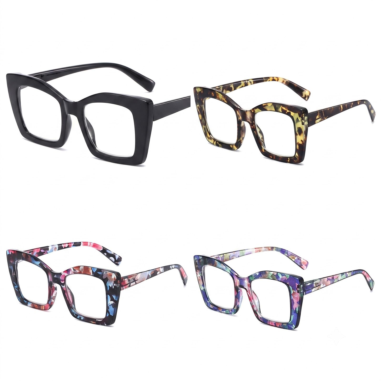Gafas de Lectura para Mujer, Gafas de Presbicia Ojo de Gato Filtro Luz Azul | Montura ligera con bisagras de muelle, antifatiga para ordenador y pantallas