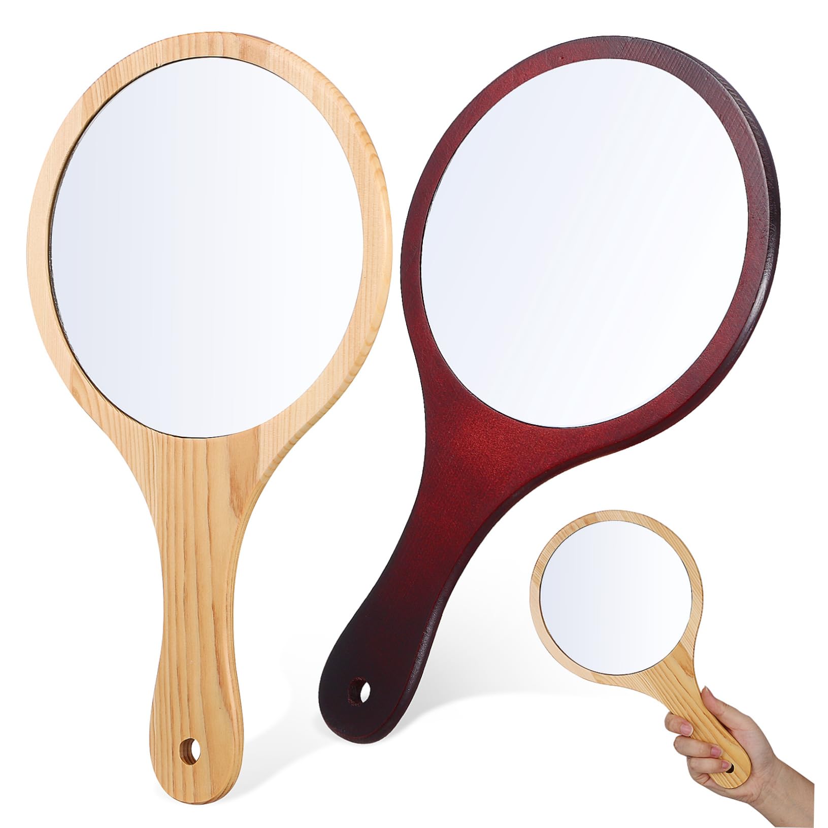 Miroir à main PartyKindom avec cadre en bois solide pour coiffure et soin du visage à la maison